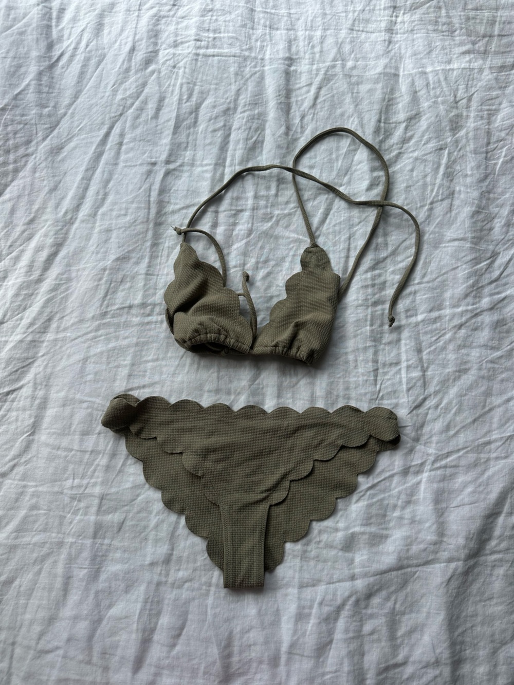 Marysia Swim Olive Scalloped Triangle Bikini